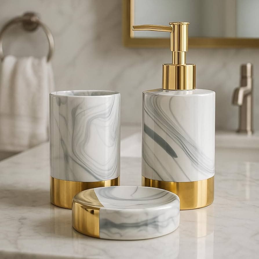 Conjunto de Banheiro 3 Peças de Porcelana